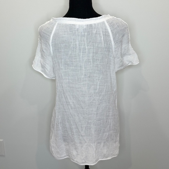 AGB White Sheer Short Sleeve Blouse (XL) - Picture 6 of 10